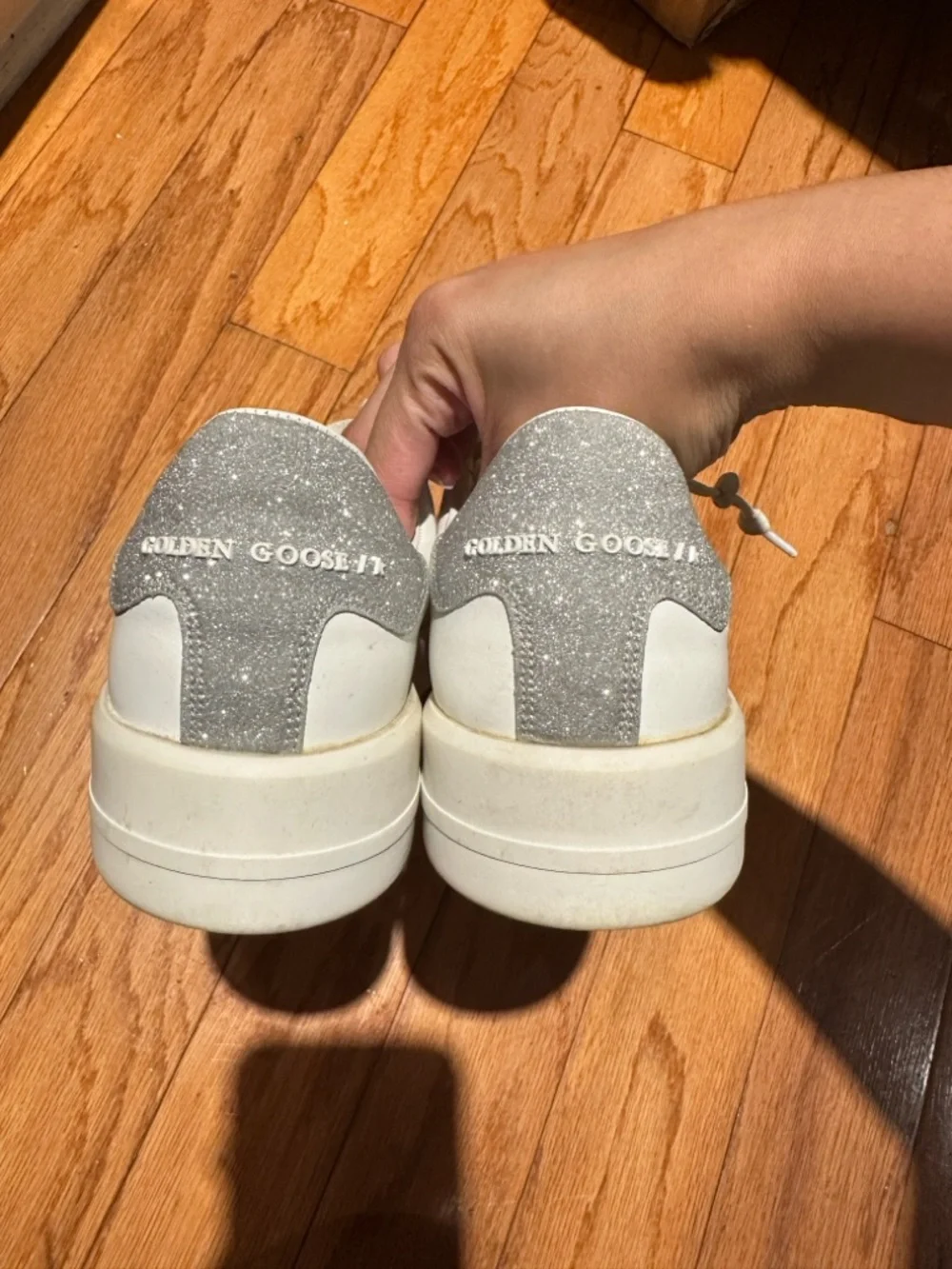 golden goose purestar glittery silver heel tab size 10 sneakers - Picture 10 of 12